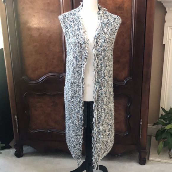 Chico's Long Knit Sweater Vest with Fringe - Picture 6 of 14